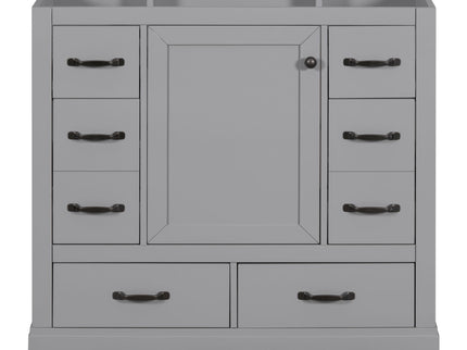 Modern Bathroom Vanity Base Only, 6 Drawer Storage With Adjustable Shelf