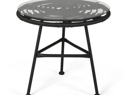 Petrichor - Outdoor Side Table With Tempered Glass And Steel Frame