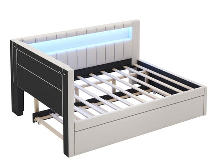 Upholstered Platform Bed With USB Ports And LED Belt