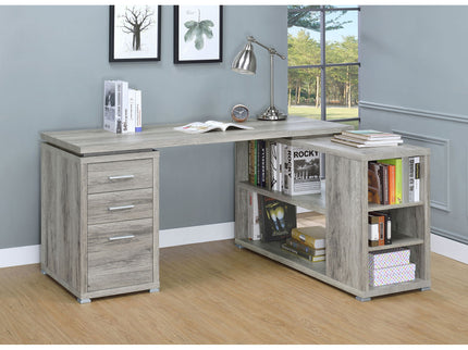 Tona - L-Shape Computer Desk With 3 Drawers And 5 Shelves