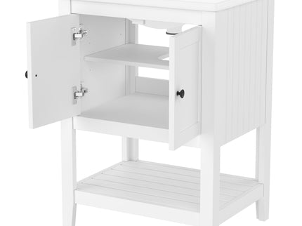 Modern Bathroom Vanity With Sink And Open Shelf