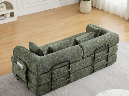 Convertible Sleeper Sofa Bed With Cylindrical Pillow