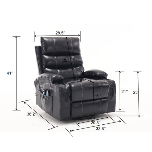 Large Size Electric Power Lift Recliner Chair Sofa With 8 Point Vibration Massage And Lumbar Heat