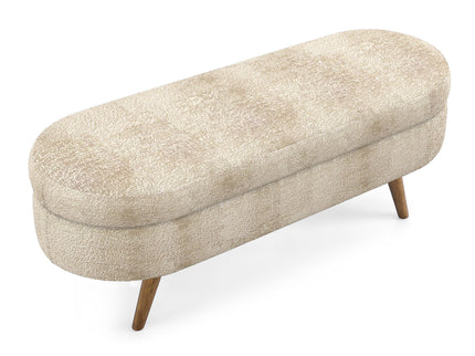 Modern Ottoman Oval Storage Bench With Rubber Wood Legs