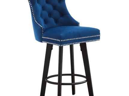 Swivel Bar Stools With Button Tufted Design And Rivet Trim