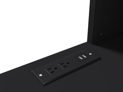 Computer Desk With 4 In 1 Socket & 3 Drawers, 4 Tier Shelves