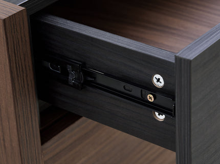 Modern Extendable & Rotating Cabinet With Drawer And Flip Doors For Versatile Storage - Black / Dark Walnut
