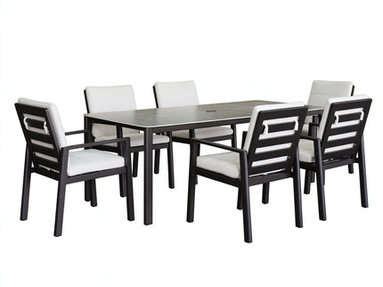 Verona - Dining Outdoor 7 Pieces Set - Dark Espresso / Gray / Off White