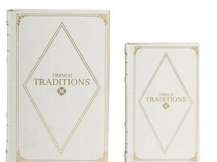 Book Boxes (Set of 2) - White / Gold
