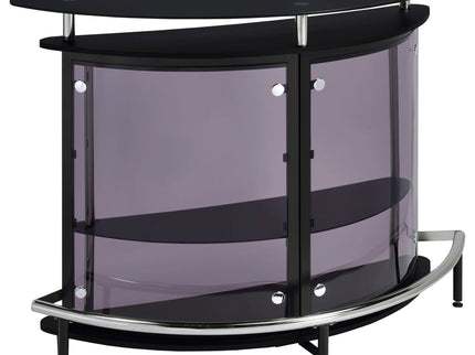 Strick & Bolton - Freestanding Glass Top Home Bar Wine Cabinet With Panels - Black