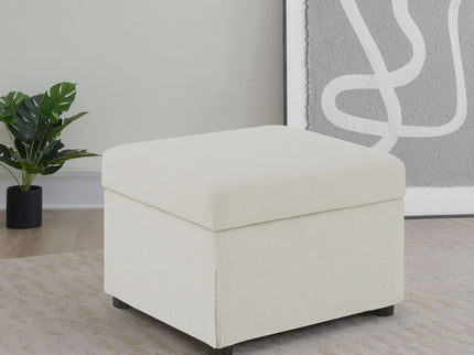 Merced - Upholstered Hydraulic Lift Top Storage Ottoman - Beige