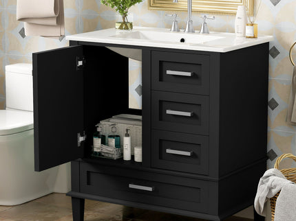 Bathroom Vanity, Modern Bathroom Cabinet With Sink Combo Set, Bathroom Storage Cabinet With A Soft Closing Door And 3 Drawers, Solid Wood Frame