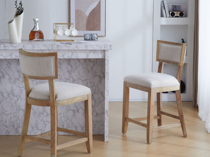 Upholstered Counter Height Bar Stools With Comfy Back (Set of 2)