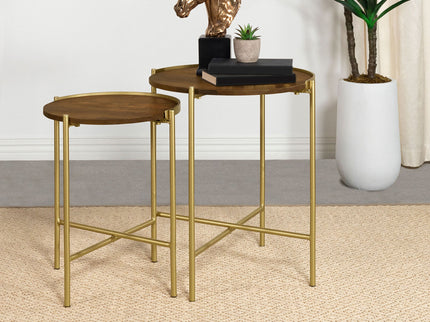 Genevieve - 2 Piece Round Nesting Table - Gold