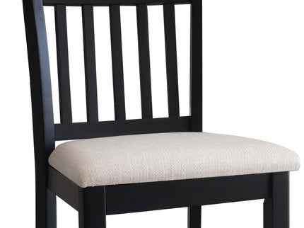 Transitional Rubberwood Dining Room Chairs (Set of 2) With Slatted Back - Black