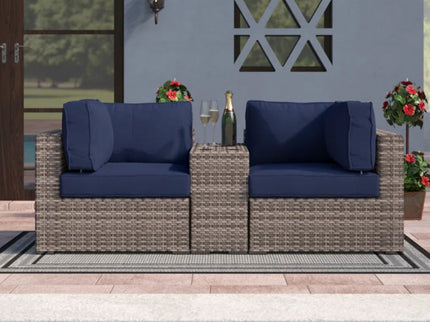 Outdoor Seating Group With Cushions 2 Person - Gray