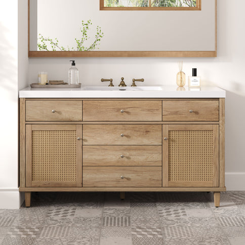 Bathroom Vanity With Sink, 5 Legs, Soft Close Drawers