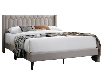 Platform Bed With Diamond Tufted Headboard