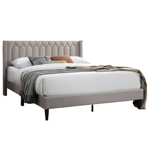 Platform Bed With Diamond Tufted Headboard
