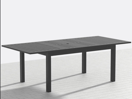 Extendable Outdoor Dining Table, All Weather, Slatted Top, Rust Proof - Gray