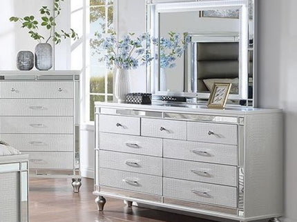 1 Piece Dresser With Snake Skin Bedroom Furniture - Silver