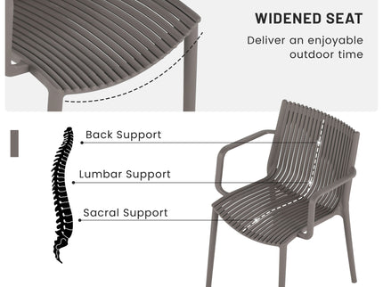 4 Modern Stackable Plastic Armchair Matched With Folding Square Table