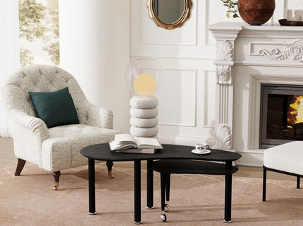 Rotatable Cocktail Table With Solid Legs, 360 Degree Rotating