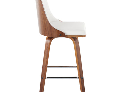 Gianna - Mid Century Modern Fixed Height Counter Stool With Swivel With Square Footrest (Set of 2)