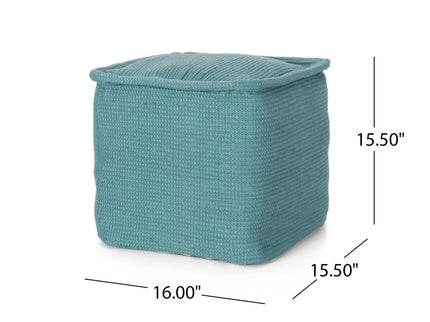 Hansolo - Yarn Square Pouf Ottoman Or Floor Cushion - Teal