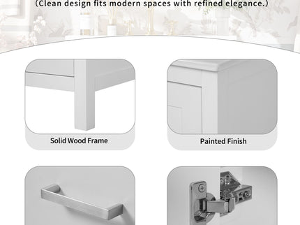Bathroom Vanity With Integrated Undermount Ceramic Sink, 2 Doors And 1 Drawer, Soft Close Hinges