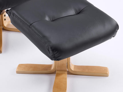 Massage Recliner With Ottoman, 360° Swivel, Heat & Vibration - Black Pu