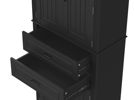 Multi Functional Storage Cabinet With Adjustable Shelves, 2 Drawers, Door Shelves