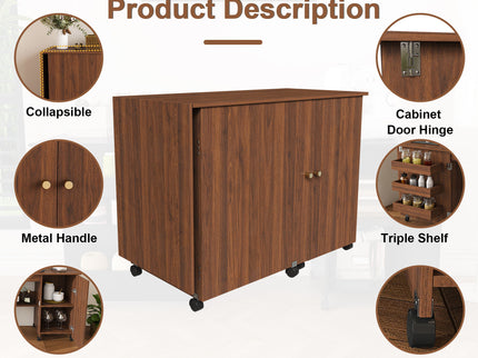Foldable Sewing Table With Locking Casters