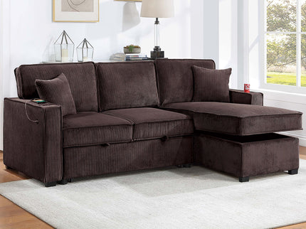 Convertible Sectional With USB / USB - C Port, Storage Chaise, Pull-Out Bed