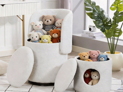 Barrel Chair & Built In Storage, 360° Swivel - Beige