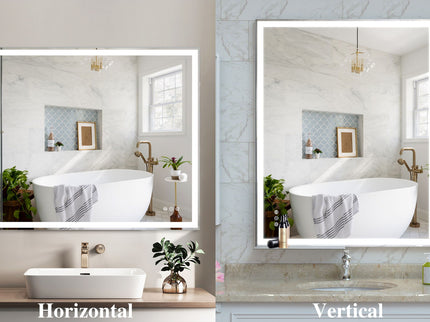 LED Bathroom Vanity Mirror Wall Mounted Adjustable / Warm / Natural Lights Anti-Fog Touch Switch With Memory Modern Smart Large Bathroom Mirrors