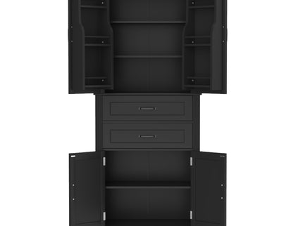 Multi Functional Storage Cabinet With Adjustable Shelves, 2 Drawers, Door Shelves