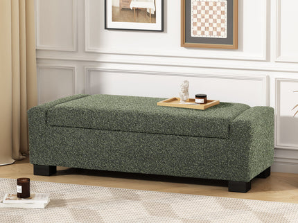 Textured Fabric Ottoman Bench With Hinged Lid