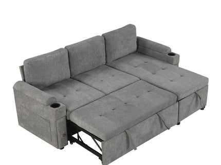 Convertible L Shaped Sofa Couch With Storage, Cup Holders, USB Ports