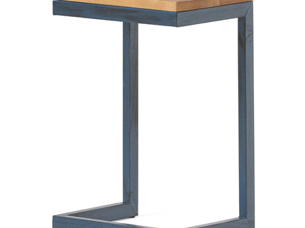 Small C Shaped End Table With Iron Base And Fir Wood Top - Black