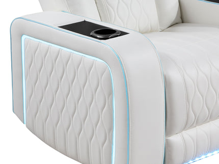 Electra - Power Recliner Sectional Sofa With Power Headrests, Console Loveseats, Wedge, LED Light Strip, Speakers