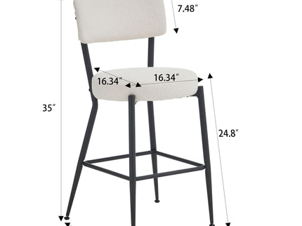 Modern Teddy Fabric Upholstered Bar Stools - Legs
