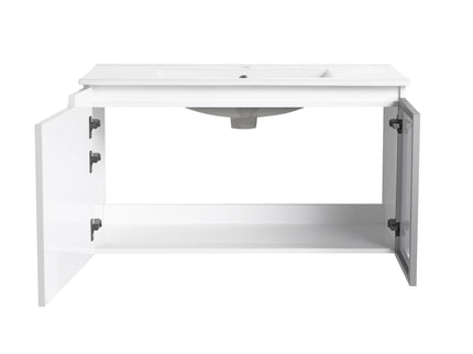 Wall Mounted Bathroom Vanity With Sink, Soft Close Doors, Cabinet & Half Door