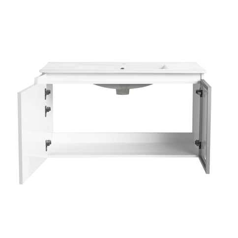 Wall Mounted Bathroom Vanity With Sink, Soft Close Doors, Cabinet & Half Door