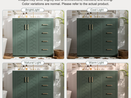 Bathroom Vanity With Sink Combo, Storage Cabinet, Freestanding Set With 3 Drawers & Soft Closing Doors