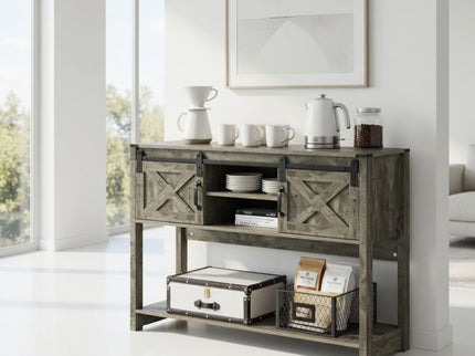 Farmhouse Entryway Table With Sliding Barn Door