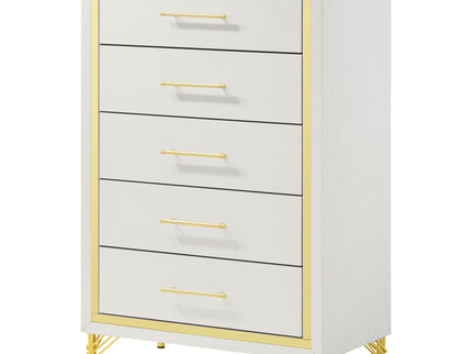 Chesney - 5 Drawer Chest With Trim - White