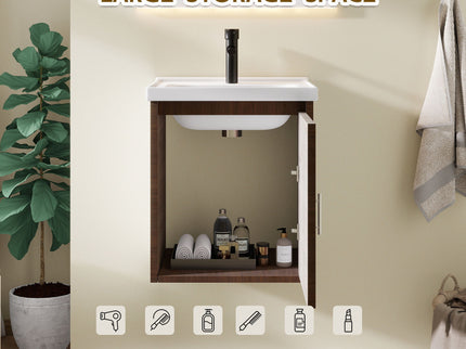 Floating Bathroom Vanity Combo, Wall Mounted Cabinet With Sink & Soft Close Doors For Small Bathrooms