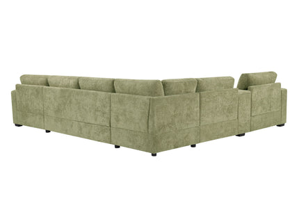 Modular 5 Seat U-Shape Sectional Sofa With Chaise Lounge, Built In Cup Holders And Storage Drawer
