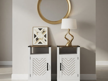 Farmhouse Nightstand With Charging Station & Storage